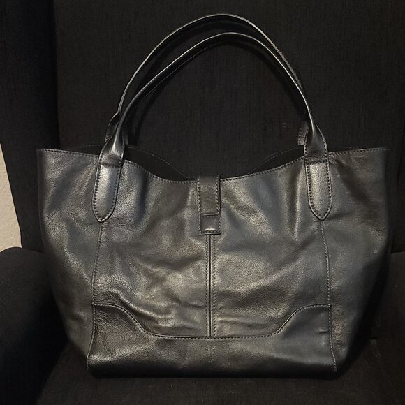 FRYE Black Leather Large Tote Shoulder Bag - Picture 4 of 10
